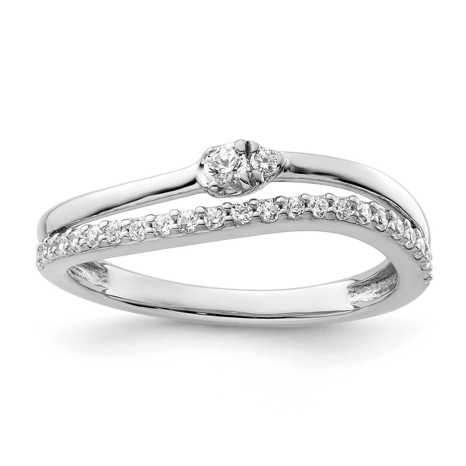 Polished Diamond Double Band Fashion Ring 14k White Gold, MPN: RM9420-025-WAA, UPC: