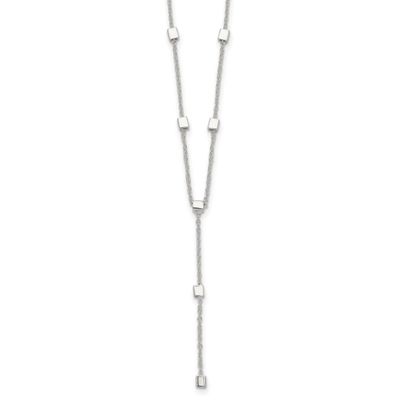 Cube Bead Y Drop Necklace Sterling Silver Polished, MPN: QG7059-16, UPC: