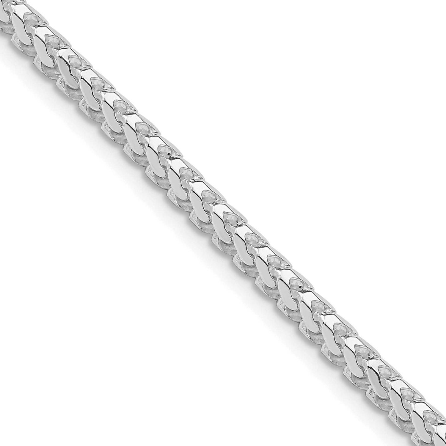 3.1mm Diamond-cut Square Franco Chain 24 Inch Sterling Silver Rhodium-Plated, MPN: QQF100R-24, UPC: