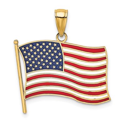 Enamel American Flag Charm 14k Gold, MPN: K6639, UPC: 637218076017