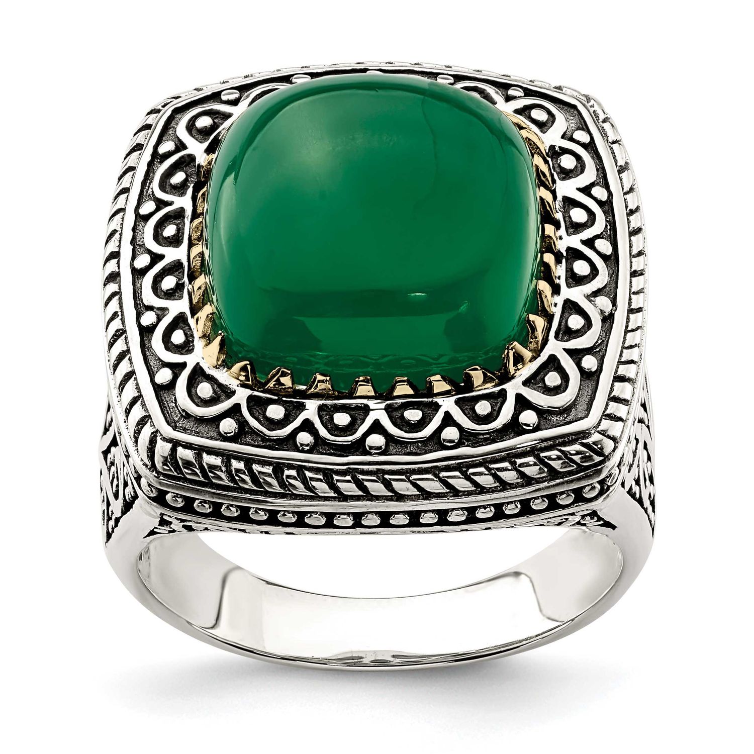 14k Green Onyx Ring Sterling Silver, MPN: QR7001, UPC: 883957328553