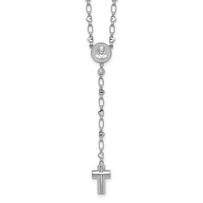 CZ 26.5 Inch Heart Link Cross Ash Holder Necklace Sterling Silver Rhodium-Plated, MPN: QH5880-26.5,…
