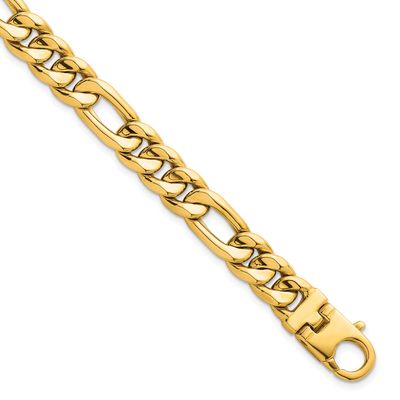 Flat Figaro Chain 8.75mm Men&#39;s Bracelet 8.5 Inch 14k Gold Polished, MPN: GB309-8.5, UPC: