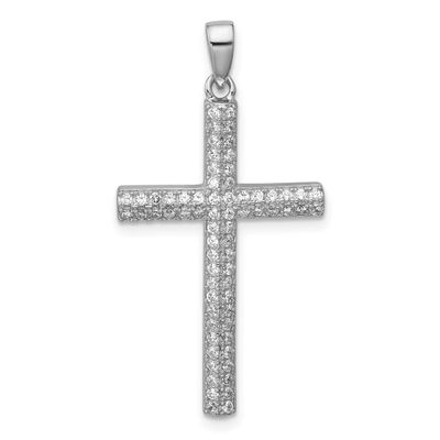 Pave CZ Cross Pendant Sterling Silver Rhodium-Plated, MPN: QC11604, UPC: