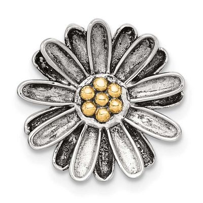 14k Center Accent Antiqued Sun Flower Chain Slide Pendant 17.1 Inch Sterling Silver, MPN: QC11564, …