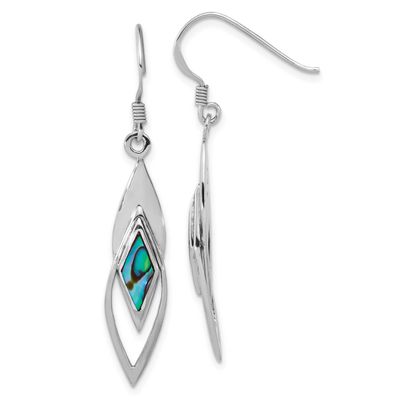 Polished Abalone Fancy Dangle Earrings Sterling Silver Rhodium-Plated, MPN: QE18194, UPC: