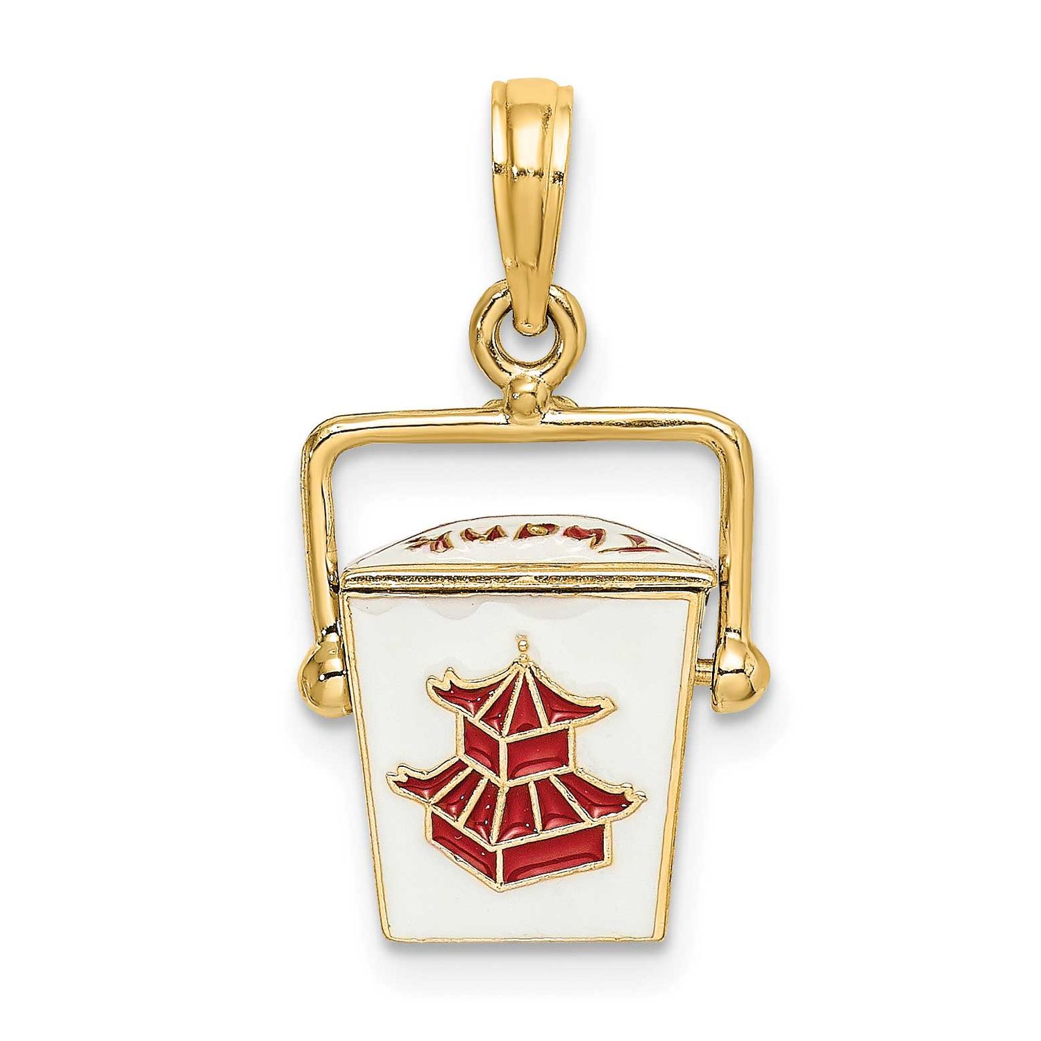 3-D Enameled Moveable Chinese Take-Out Box Charm 14k Gold, MPN: K6807, UPC: 637218123353