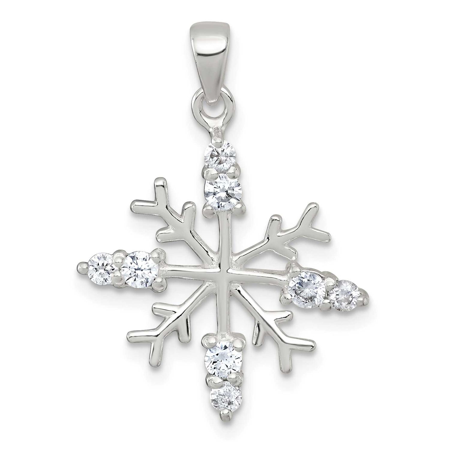 CZ Snowflake Pendant Sterling Silver Polished, MPN: QC11563, UPC: