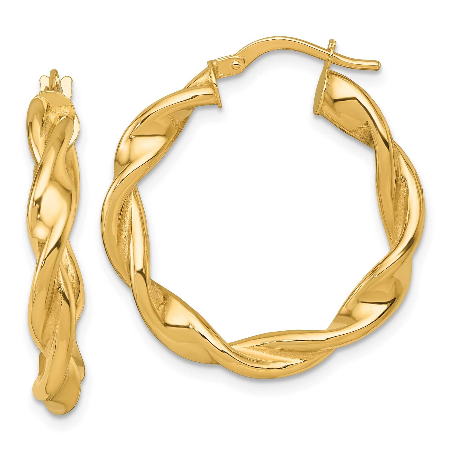 Twist Hoop Earrings 14k Gold Polished, MPN: TF2434, UPC: