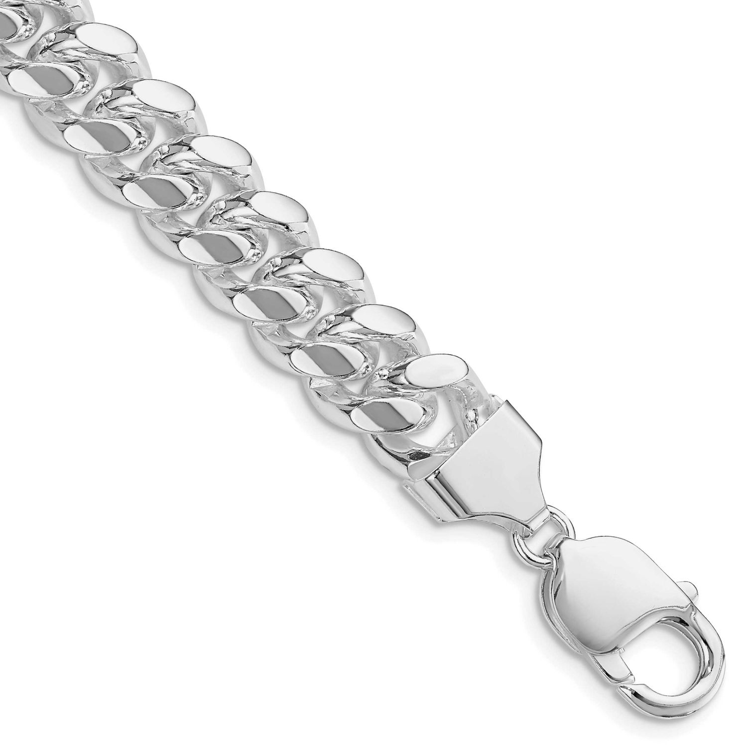 10.7mm Polished Domed Curb Chain 10 Inch Sterling Silver Rhodium-Plated, MPN: QDB300R-10, UPC: