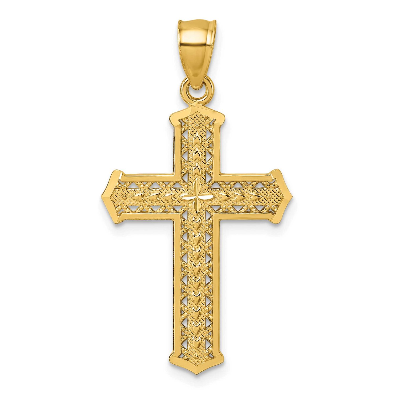 Diamond-Cut Textured Fancy Cross Pendant 14k Gold Polished, MPN: K10087, UPC: