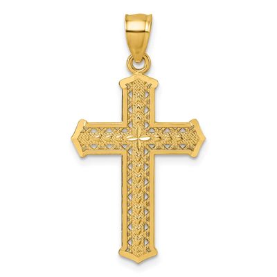 Diamond-Cut Textured Fancy Cross Pendant 14k Gold Polished, MPN: K10087, UPC: