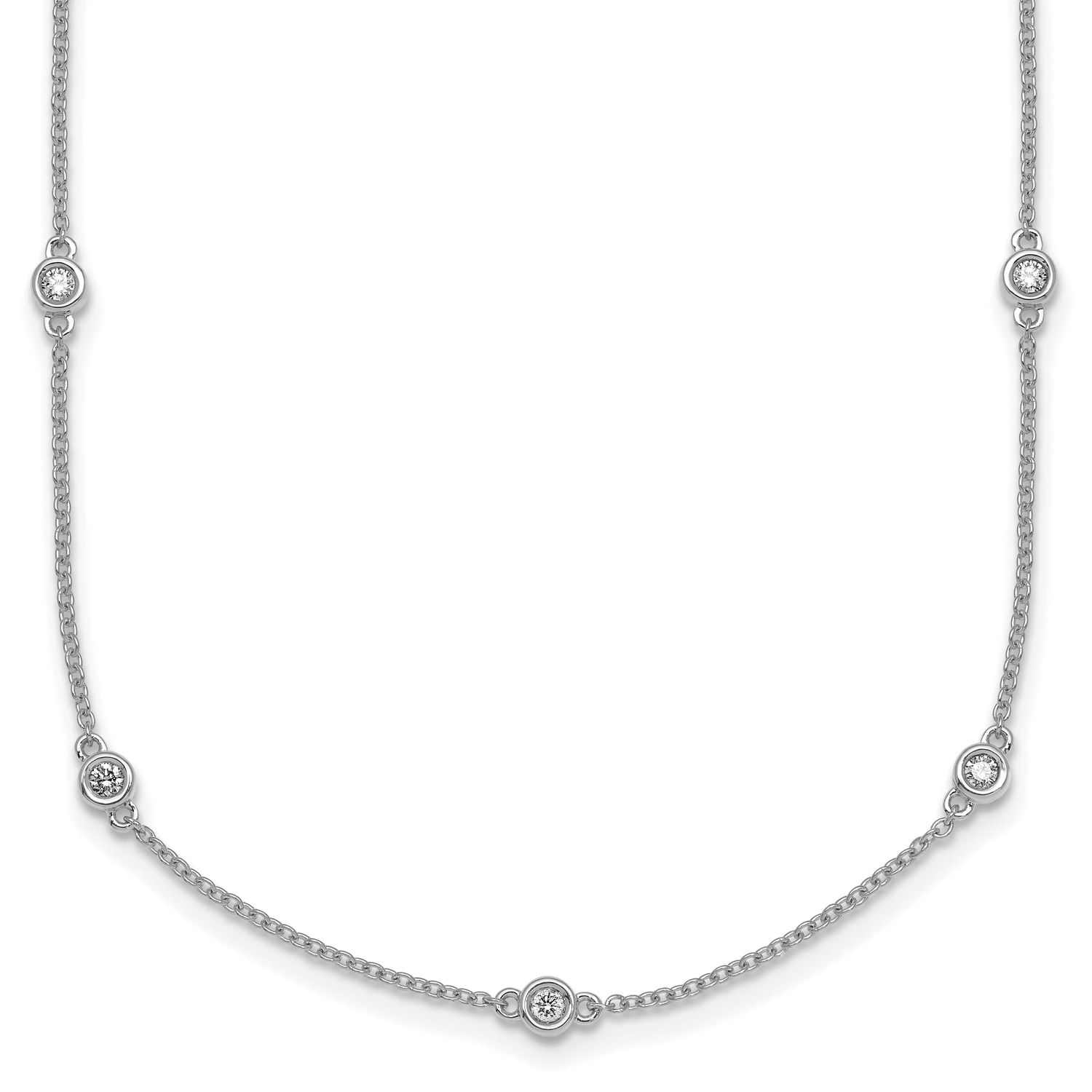 Diamond Station Cable Necklace 14k White Gold, MPN: PM1011-038-WA-18, UPC: