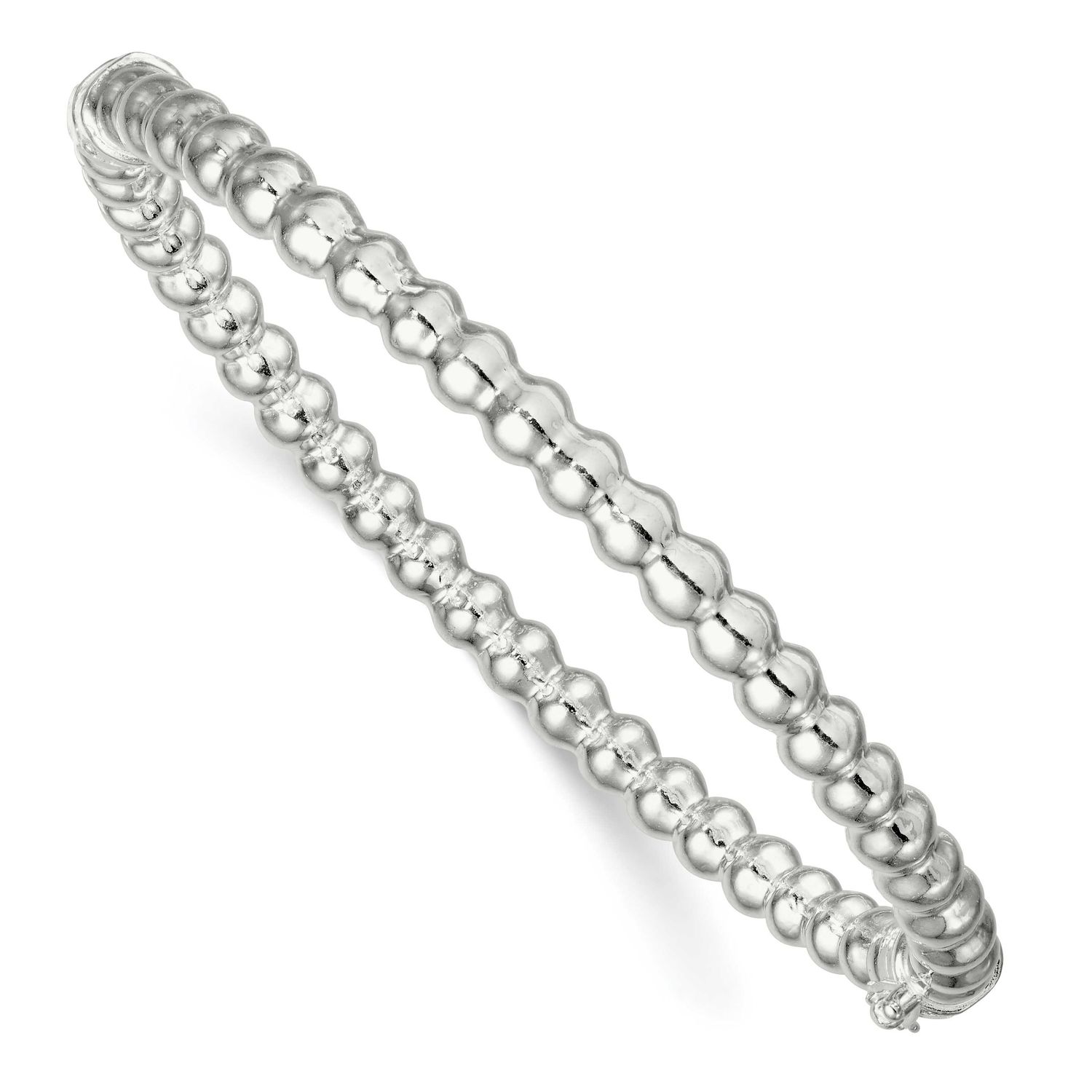 Beaded Design Hinged Bangle Sterling Silver Polished, MPN: QB1622, UPC: