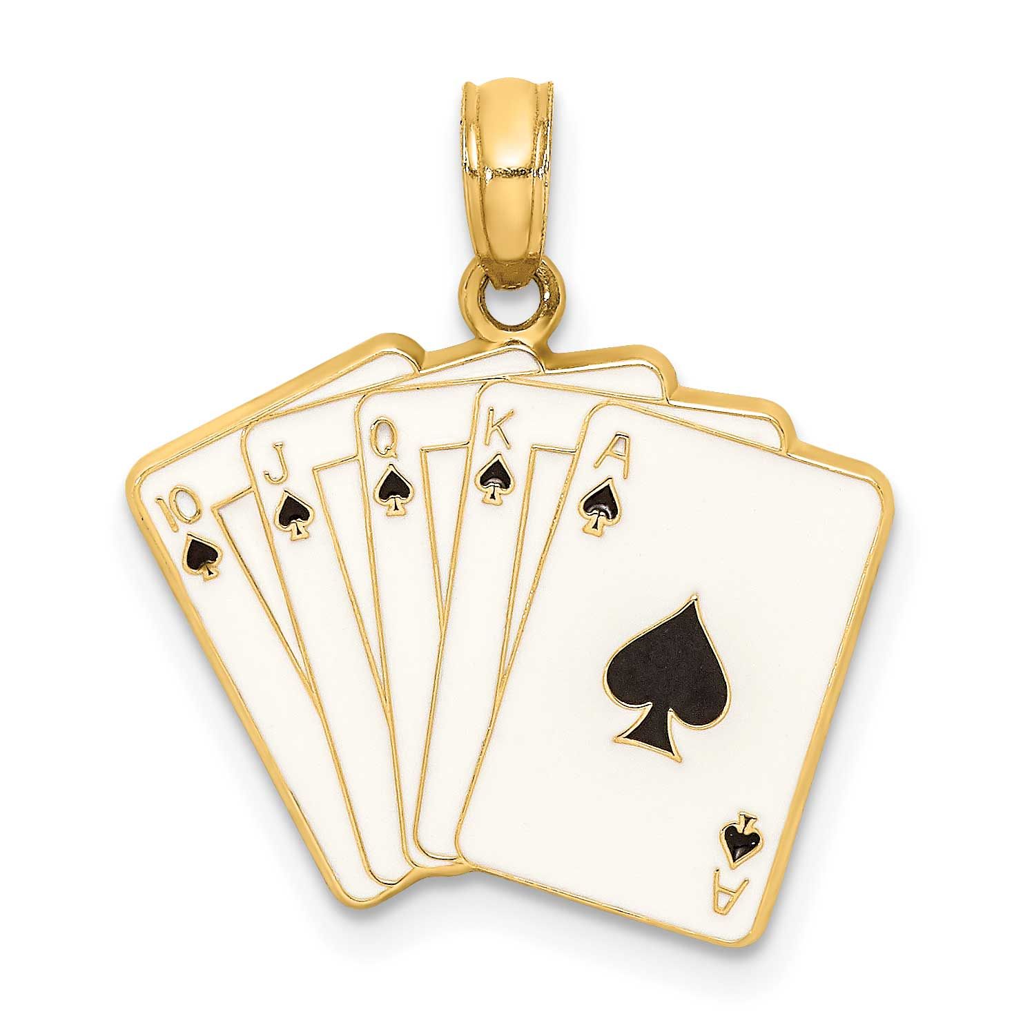 Enamel Playing Cards Royal Flush Charm 14k Gold, MPN: K6847, UPC: 637218130979