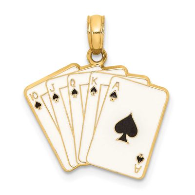 Enamel Playing Cards Royal Flush Charm 14k Gold, MPN: K6847, UPC: 637218130979