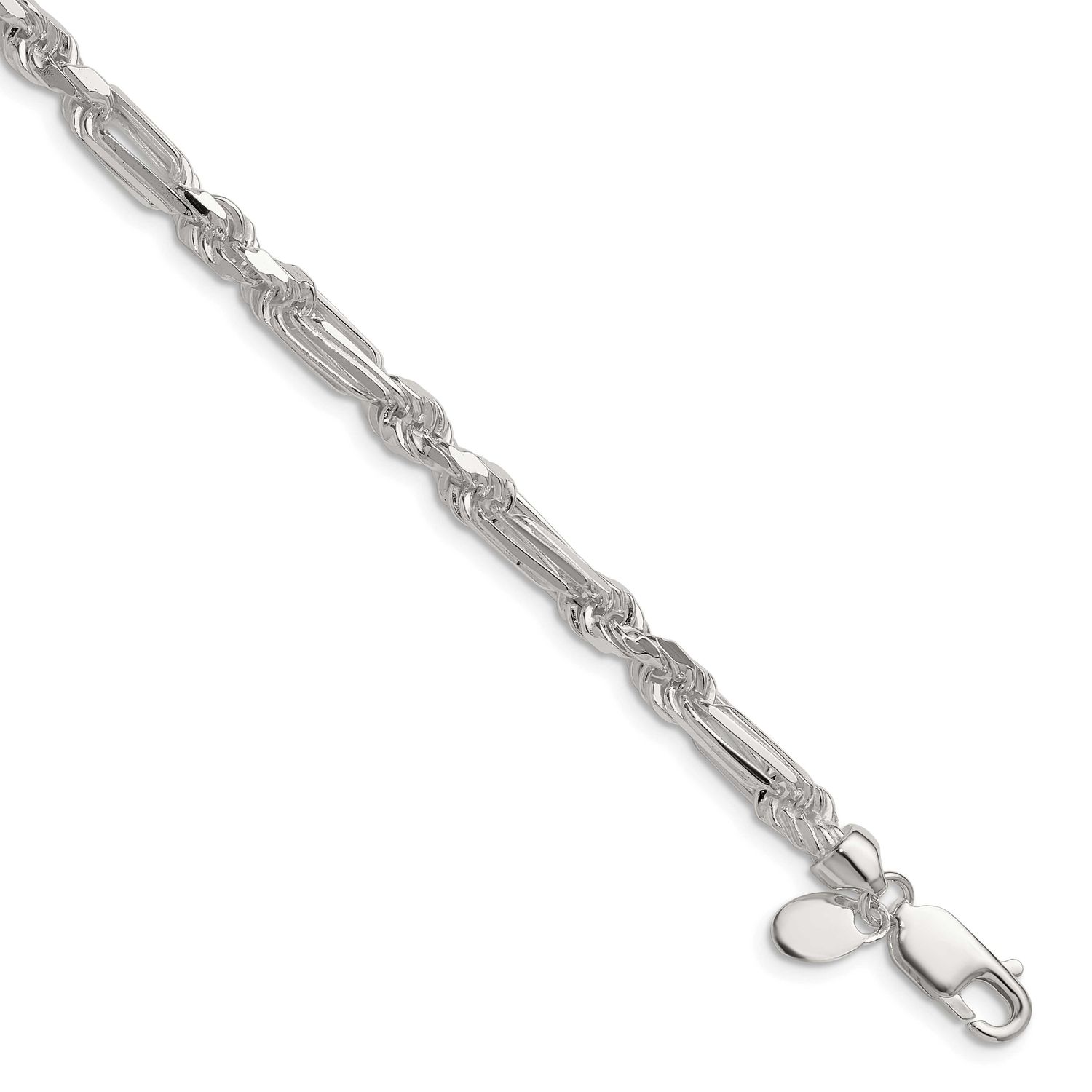 4.75mm Diamond-cut Figarope Chain 7 Inch Sterling Silver, MPN: QFGR090-7, UPC:
