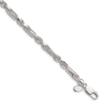 4.75mm Diamond-cut Figarope Chain 7 Inch Sterling Silver, MPN: QFGR090-7, UPC: