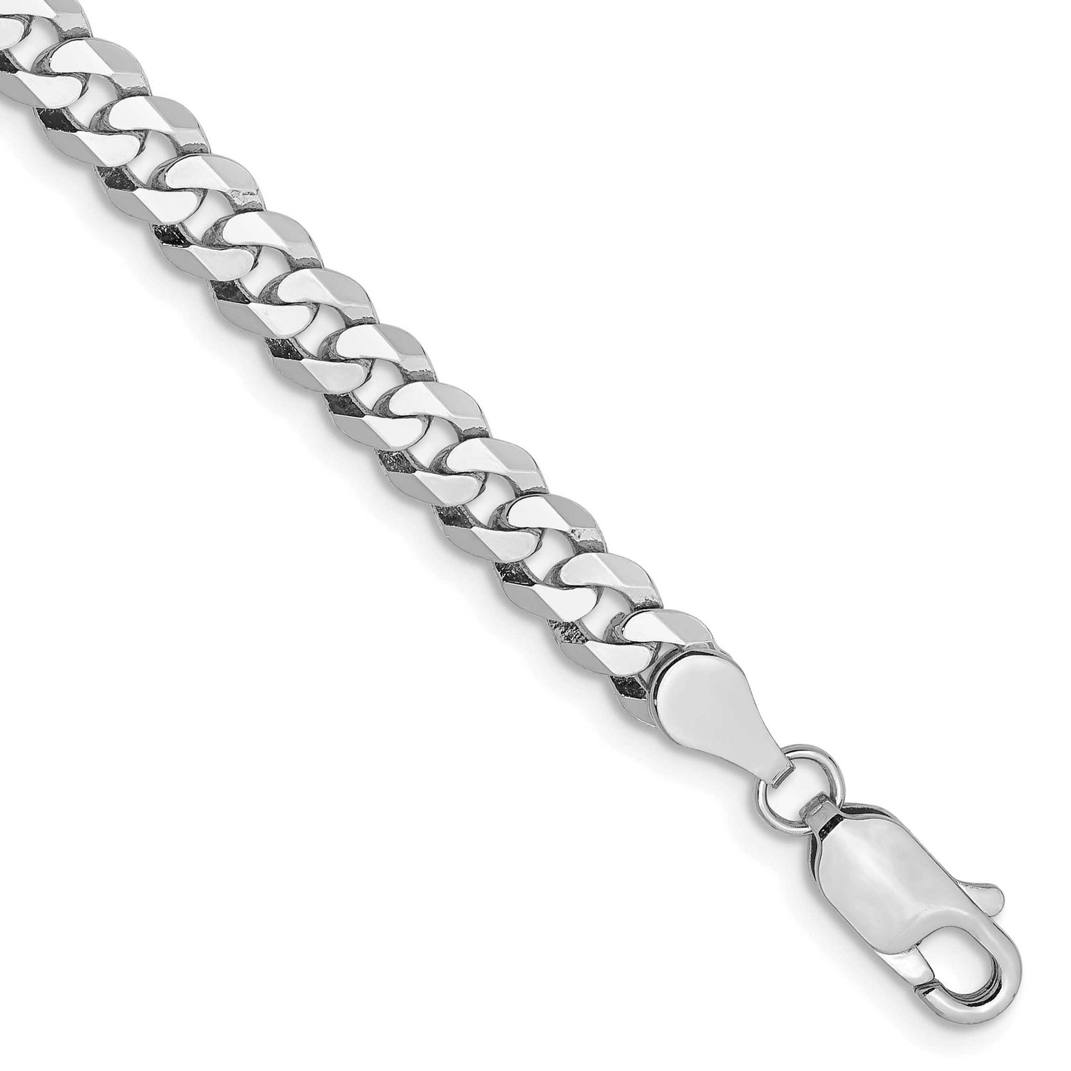 4.75mm Flat Beveled Curb Chain 7 Inch 10k White Gold, MPN: 10WFBU120-7, UPC: