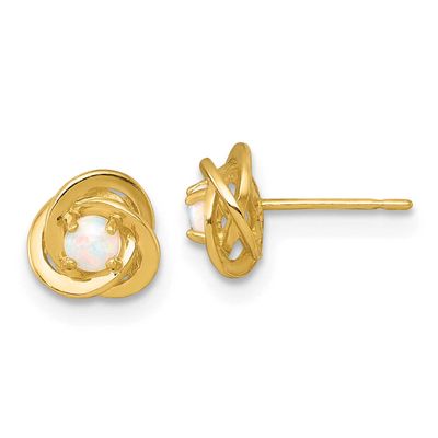 Lab Created Opal Fancy Post Earrings 10k Gold Polished, MPN: 10ER399, UPC: