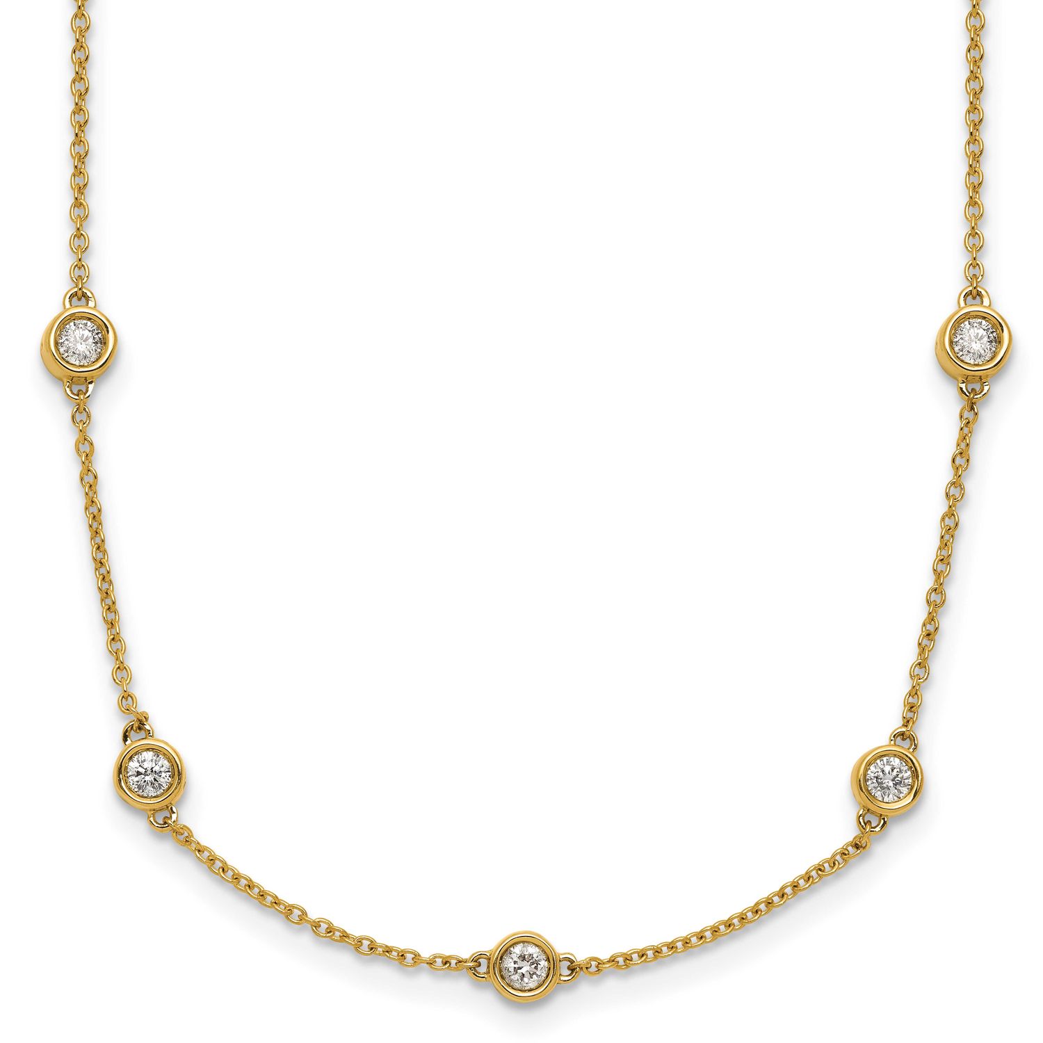 Diamond Station Cable Necklace 14k Gold, MPN: PM1016-100-YA-18, UPC: