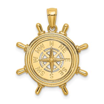Ships Wheel with Nautical Compass Charm 14k Gold, MPN: K7862, UPC: 637218184606