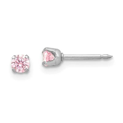 Inverness 3mm Pink CZ Stud Short Post Earrings 14k White Gold, MPN: 273E-SP, UPC: