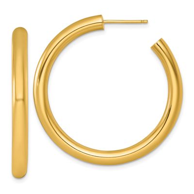 4.0 x 40mm Polished Post Hoop Earrings 14k Gold, MPN: TF2539, UPC: