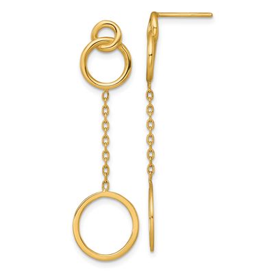 Circle Pattern Dangle Post Earrings 14k Gold Polished, MPN: SF3237E, UPC: