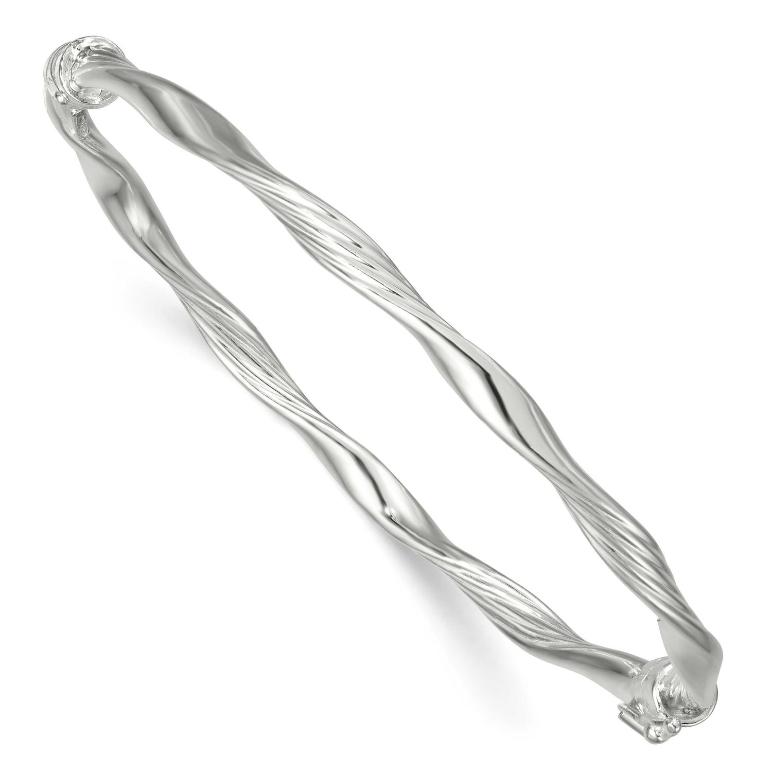 Twisted and Textured Hinged Bangle Sterling Silver Polished, MPN: QB1623, UPC: