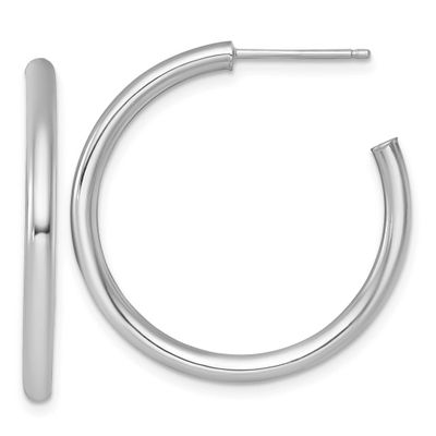 2.5 x 30mm Polished Post Hoop Earrings 14k White Gold, MPN: TF2520W, UPC: