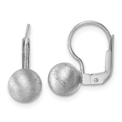 Scratch Finish Ball Leverback Earrings Sterling Silver Rhodium-Plated, MPN: QE18039, UPC: