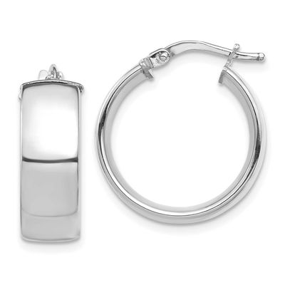 High Polished 7mm Hoop Earrings 10k White Gold, MPN: 10TF1412W, UPC: