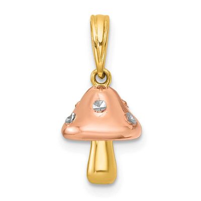 Rose-Plating Polished 3-D Mushroom Charm 14k Gold with Rhodium, MPN: K10017, UPC: