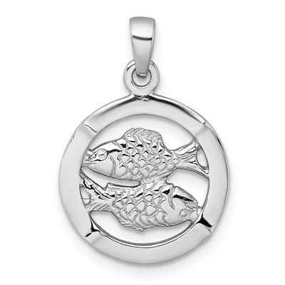 Polished Pisces Zodiac Pendant Sterling Silver Rhodium-Plated, MPN: QC11671, UPC:
