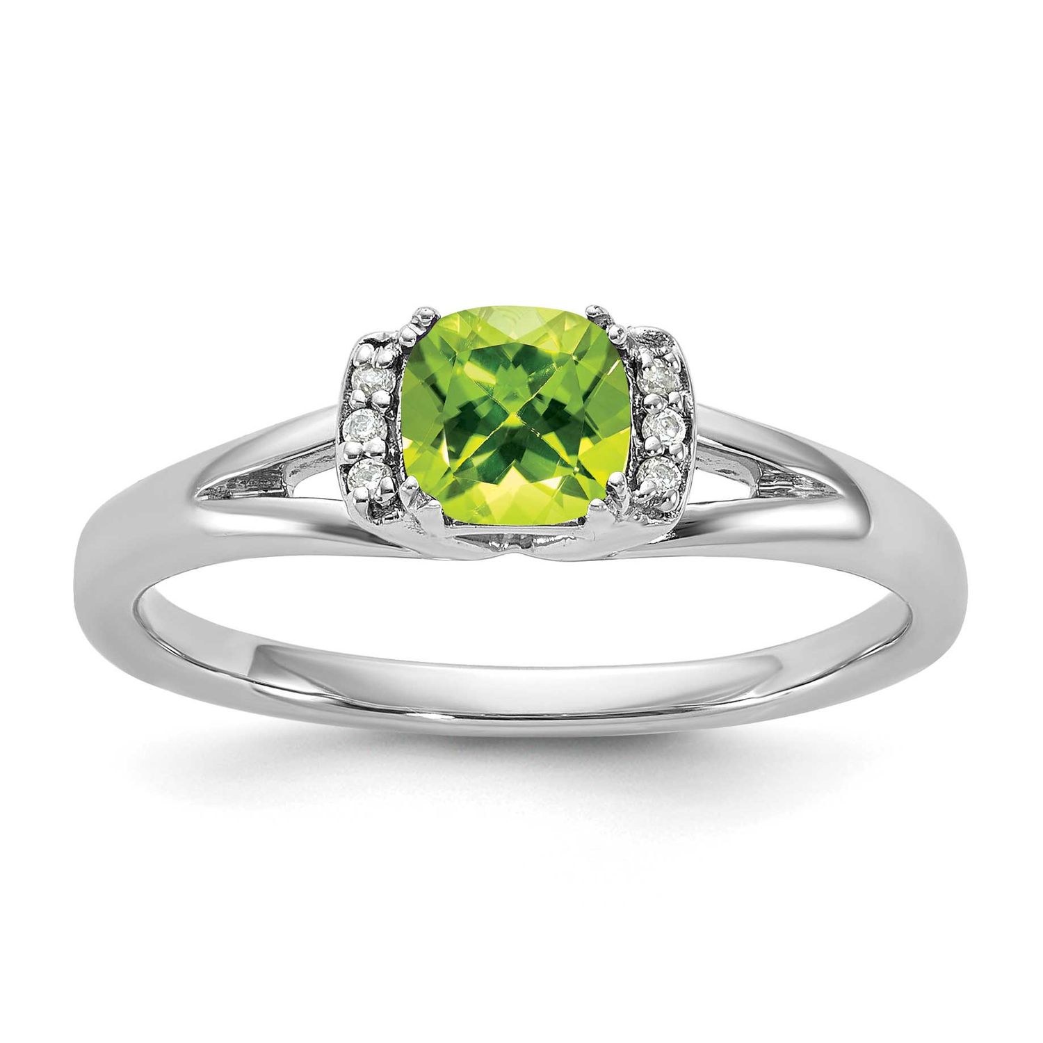 Polished Diamond and Peridot Fashion Ring 14k White Gold, MPN: RM10787-PE-060-WAA, UPC: