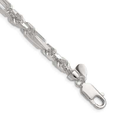 6mm Diamond-cut Figarope Chain 22 Inch Sterling Silver, MPN: QFGR110-22, UPC: