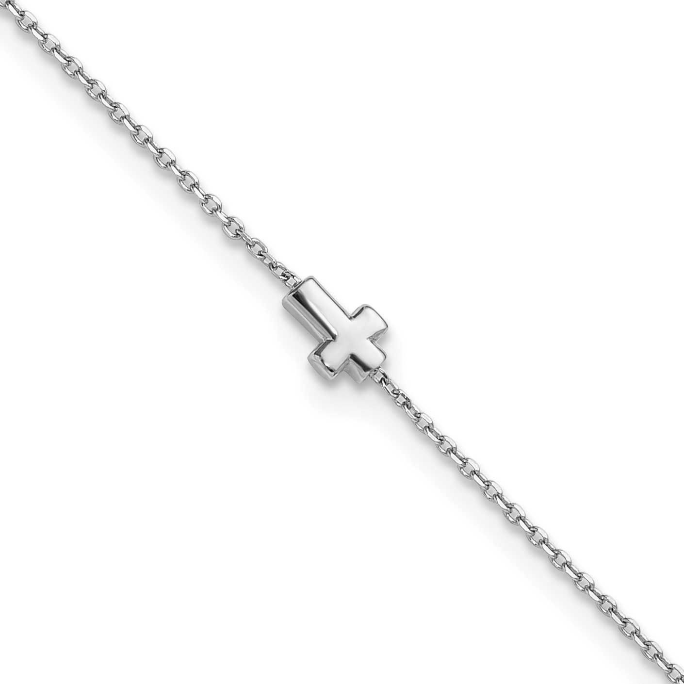 Crosses 9 Inch Plus 1 Inch Extender Anklet Sterling Silver Rhodium-Plated, MPN: QG6888-9, UPC: