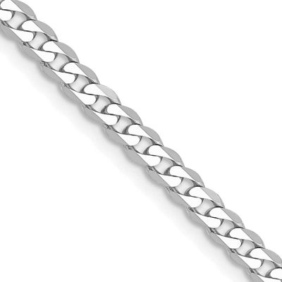 2.9mm Flat Beveled Curb Chain 24 Inch 10k White Gold, MPN: 10WFBU080-24, UPC: