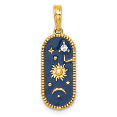 Enamel Sun and Moon Charm 14k Gold with Rhodium Polished, MPN: K10039, UPC: