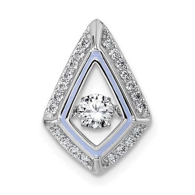 Vibrant Moving CZ with Light Purple Enamel Kite-Shape Chain Slide Pendant 17.4 Inch Sterling Silver…