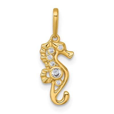 CZ Seahorse Pendant 14k Gold Polished, MPN: YC1619, UPC:
