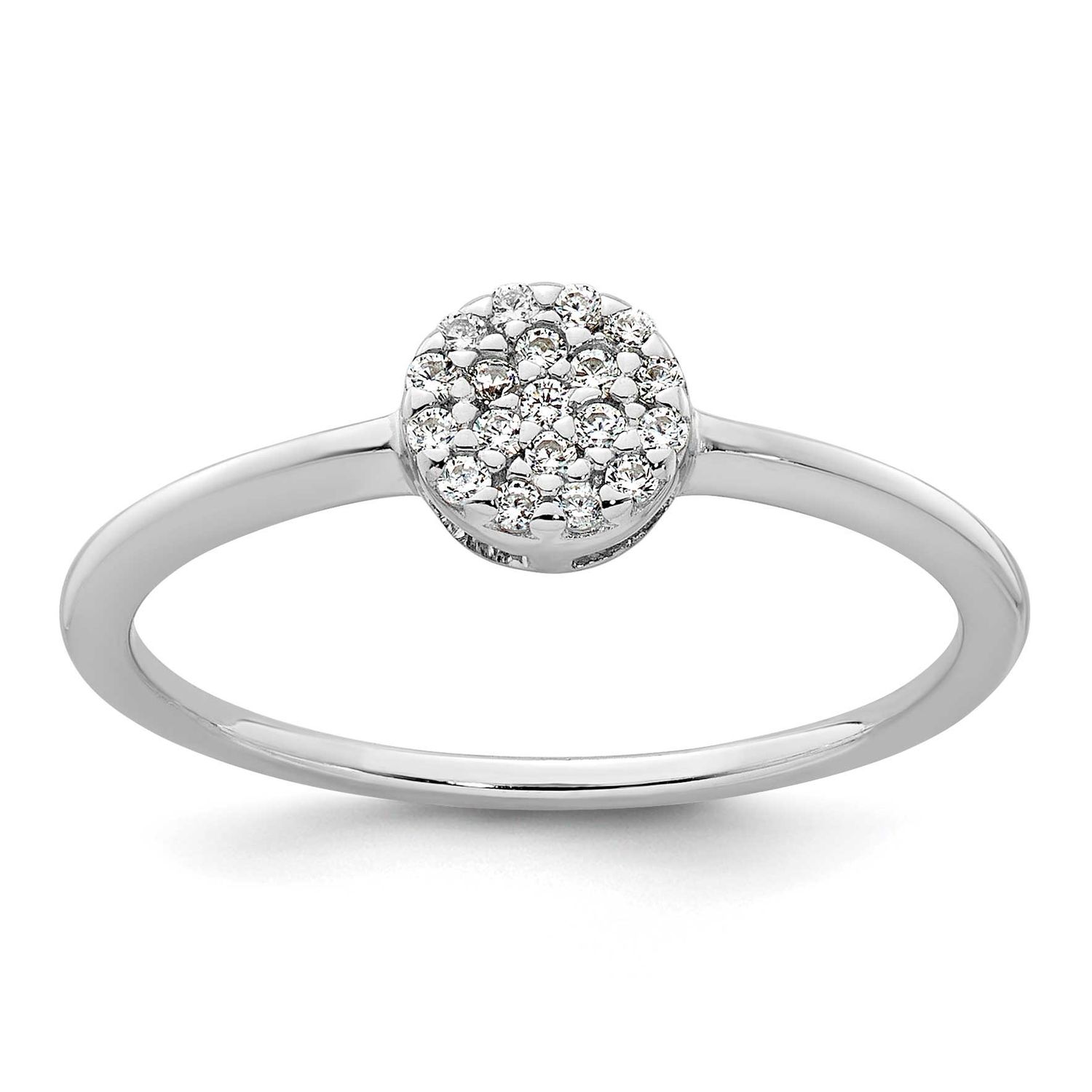 Polished Pave CZ Circle Ring Sterling Silver Rhodium-Plated, MPN: QR7744, UPC: