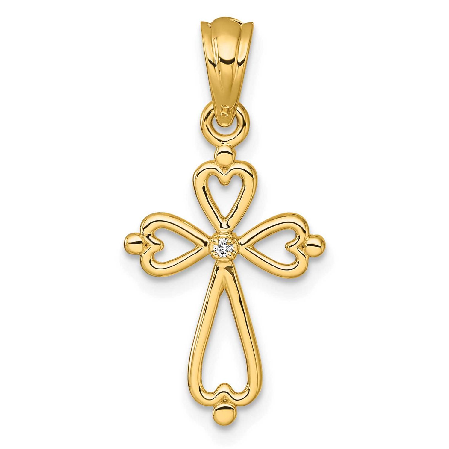 Diamond Accented Cross Pendant 14k Gold, MPN: PM10801-001-YA, UPC:
