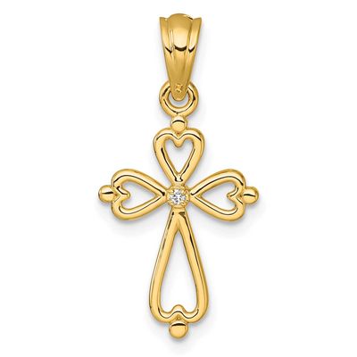 Diamond Accented Cross Pendant 14k Gold, MPN: PM10801-001-YA, UPC: