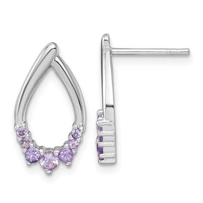 Amethyst Teardrop Post Earrings Sterling Silver Rhodium-Plated Polished, MPN: QE18320AM, UPC: