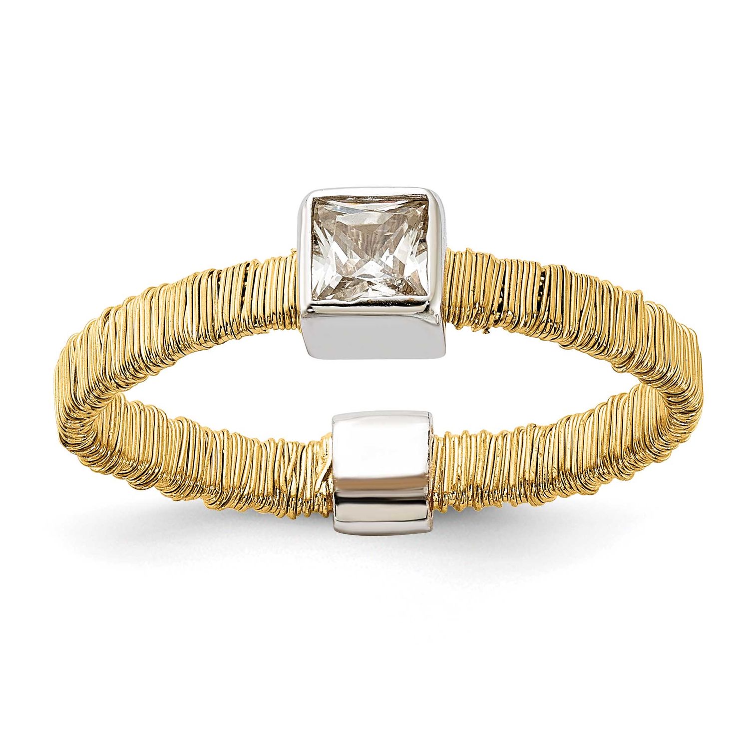 Gold-Tone Vermeil Wire Wrapped CZ Ring Sterling Silver, MPN: QR2739, UPC: 883957019857