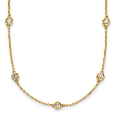 Diamond Station Cable Necklace 14k Gold, MPN: PM1015-088-YA-18, UPC: