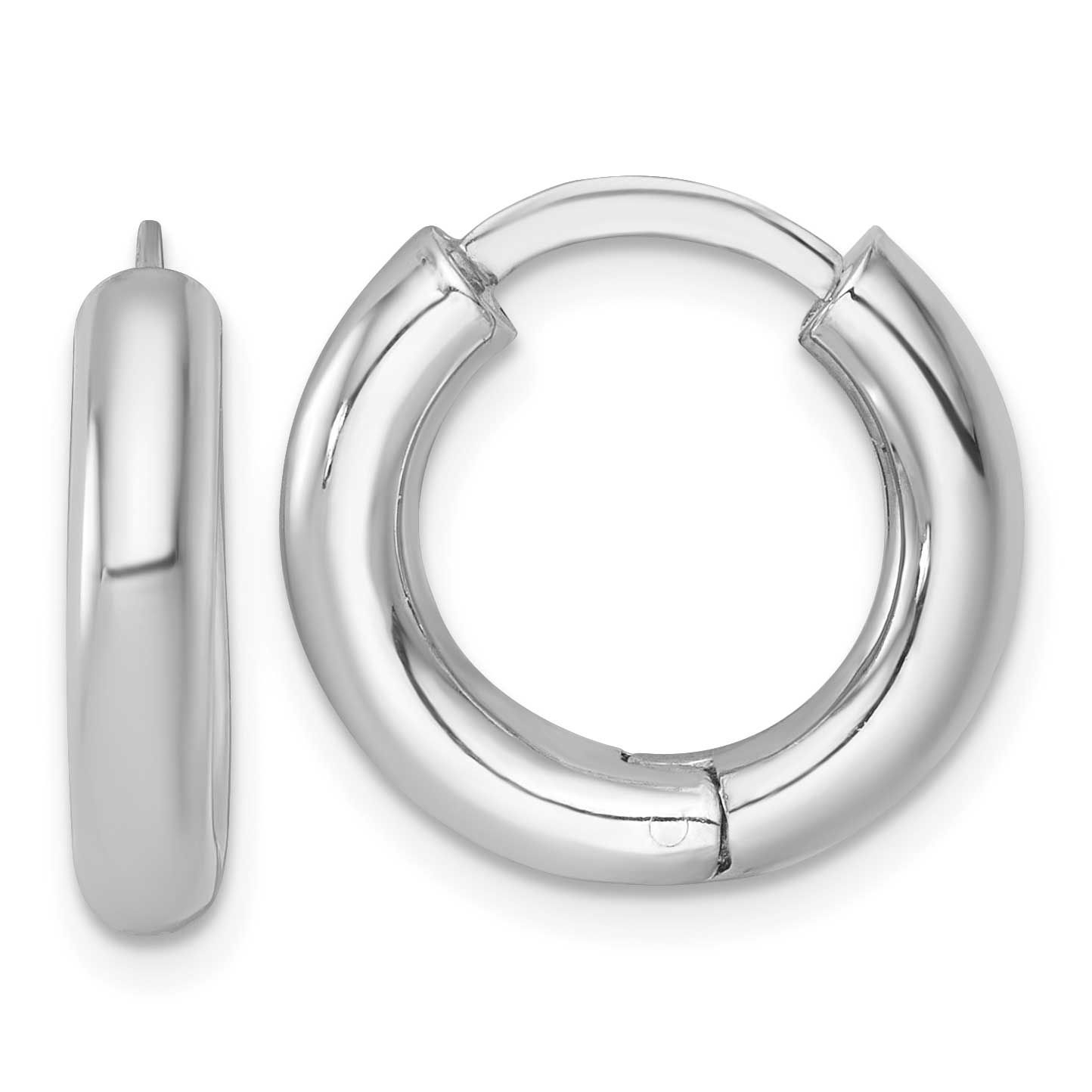 Polished 3.5x18mm Round Hinged Hoop Earrings Sterling Silver Rhodium-Plated, MPN: QE17942, UPC: