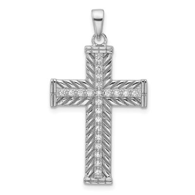 CZ Cross Pendant Sterling Silver Rhodium-Plated, MPN: QC11620, UPC: